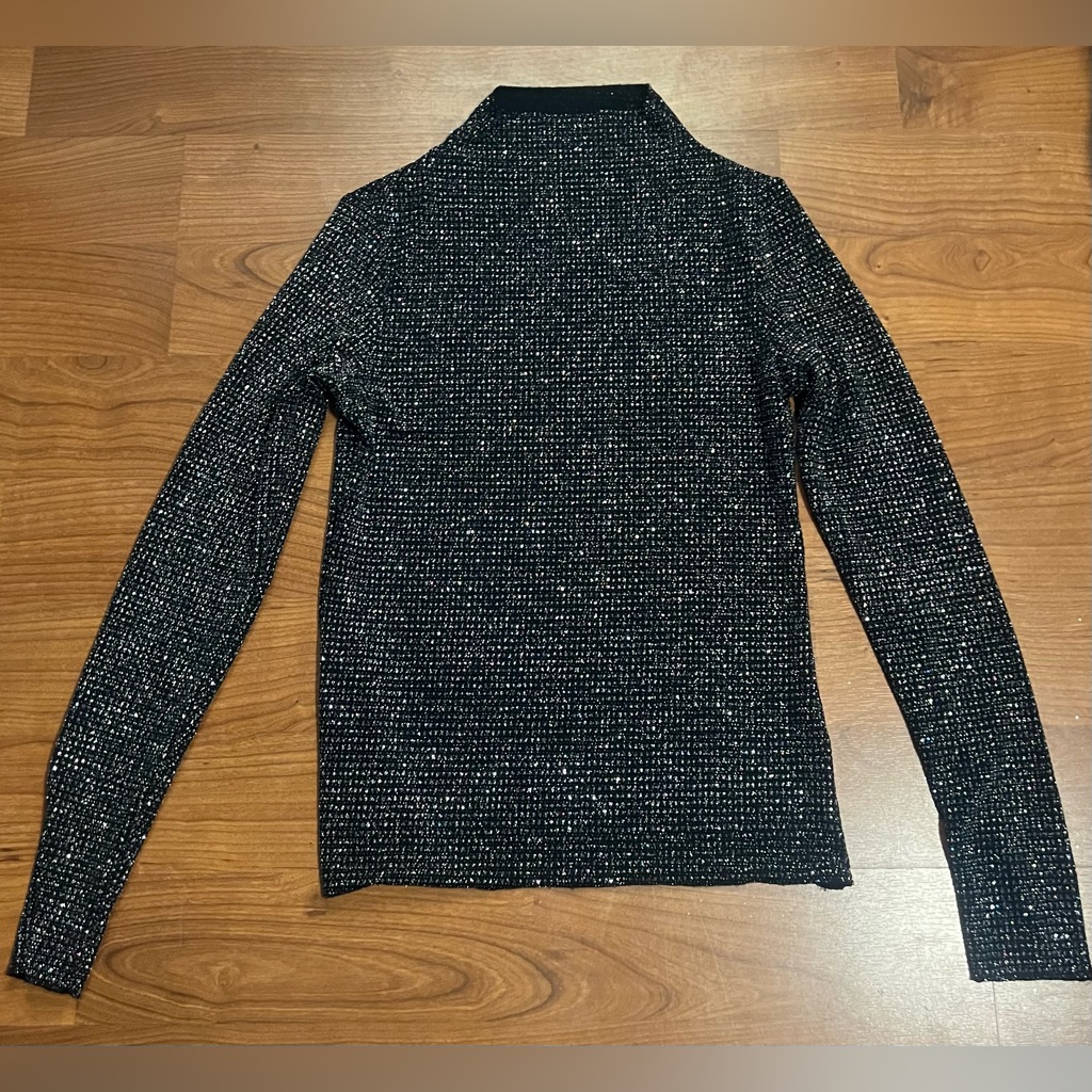 H&M Women’s Long Sleeve Mock Neck Metallic Top